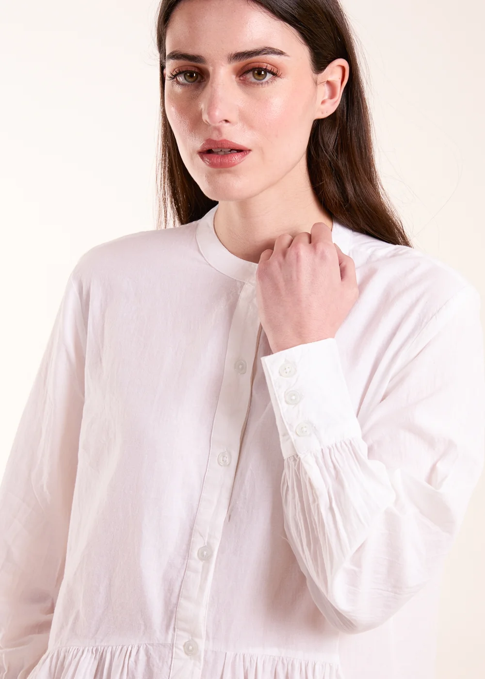 Blue Vanilla White Tiered Shirt Mini Dress - L Image 3