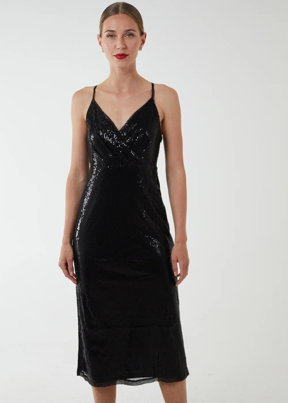 Blue Vanilla Black Wrap Front Cami Midi Dress - 8 Image 1