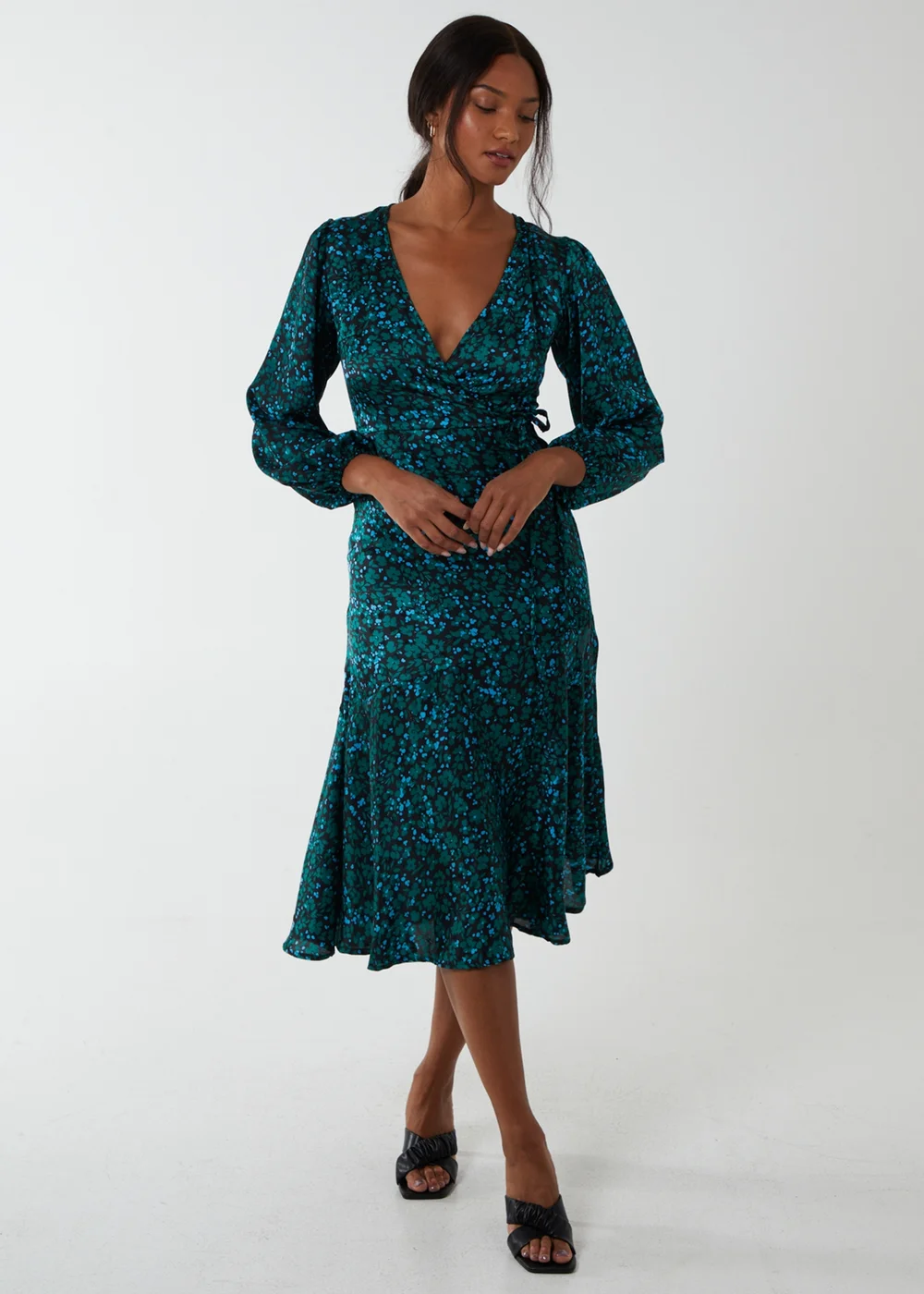 Blue Vanilla Green Wrap Front Midi Dress - 10 Image 4
