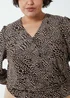 Blue Vanilla Brown Curve Wrap Front Deep Hem Band Top - Size 18-20 Image 3