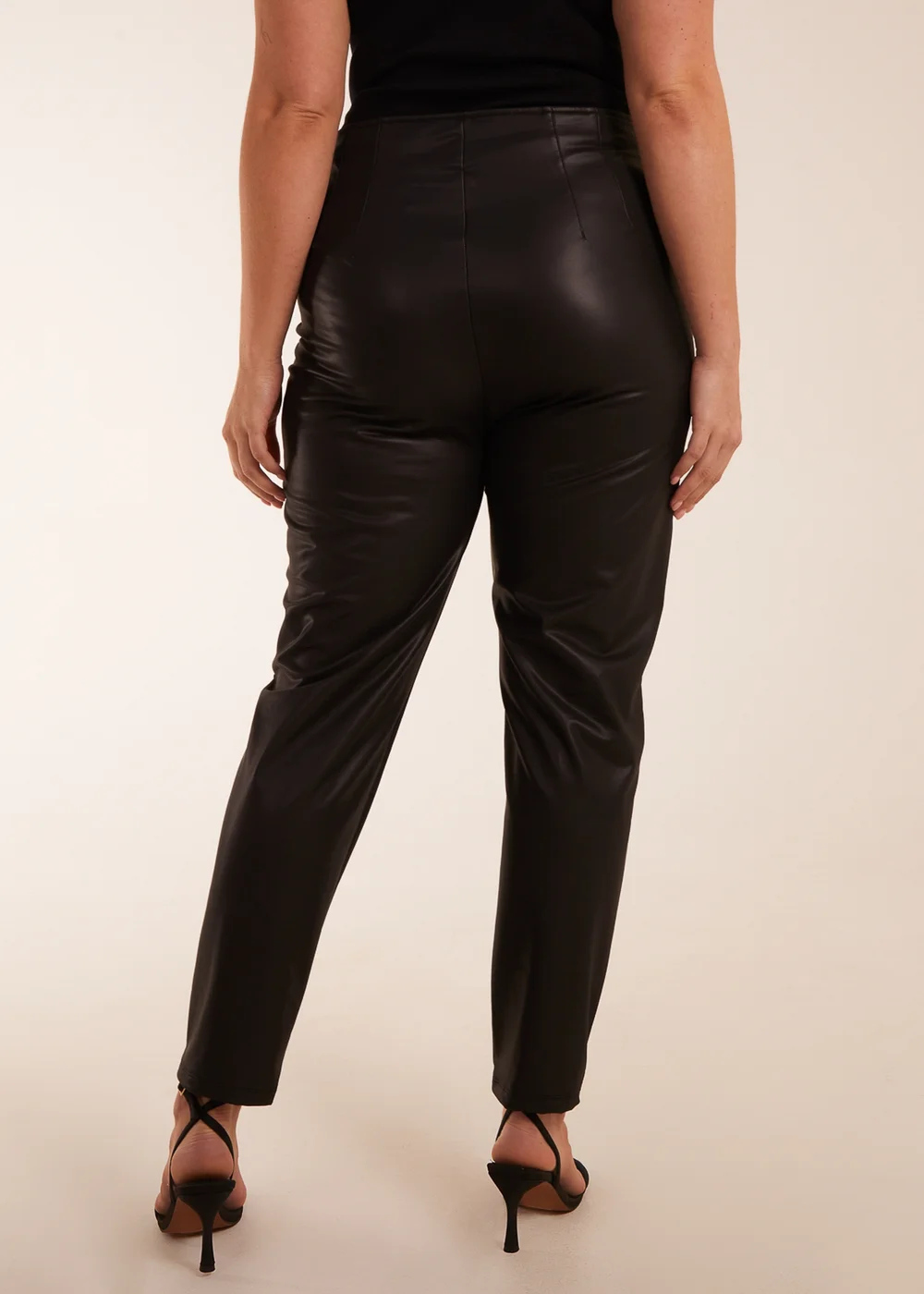 Blue Vanilla Black Curve Matte Faux Leather Tailored Trousers - 26-28 Image 2