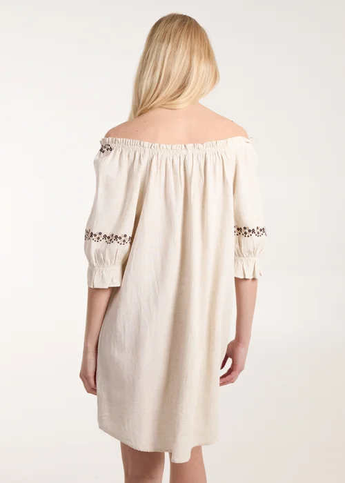 Blue Vanilla Stone Sleeve Embroidered Tunic Dress - M Image 2