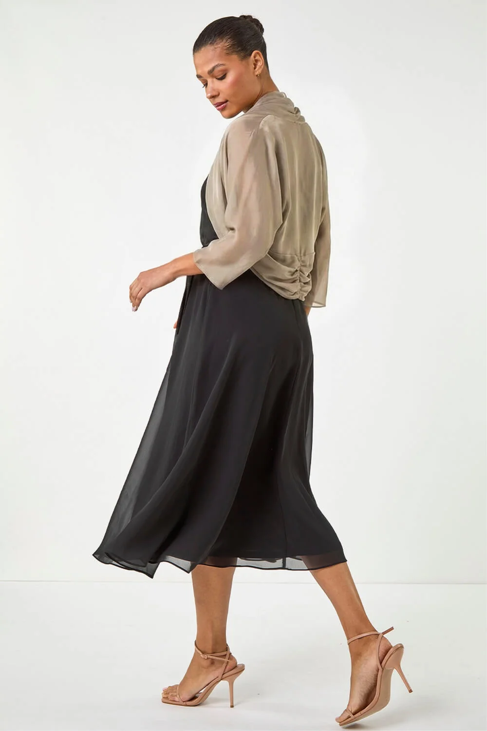 Roman Champagne Ruched Hem Chiffon Bolero - 20 Image 2