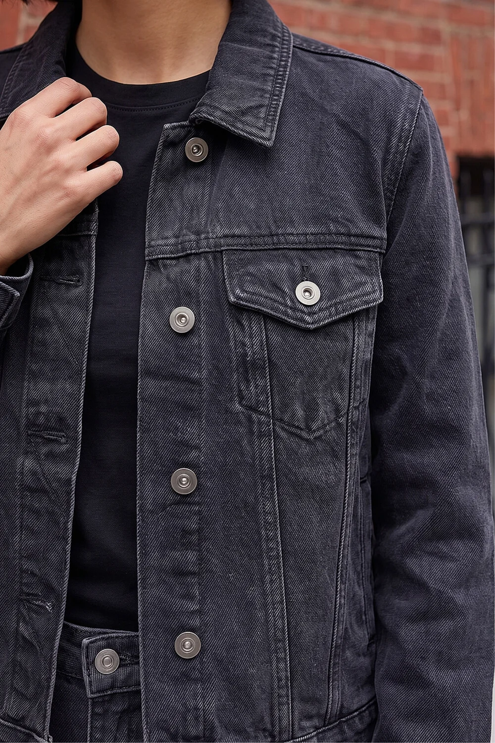 Roman Black Classic Cotton Denim Jacket - 18 Image 4