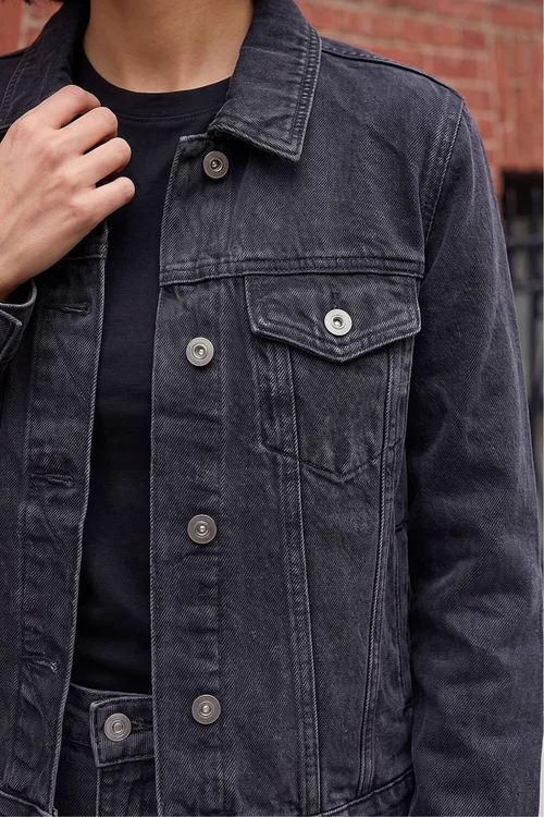 Roman Black Classic Cotton Denim Jacket - 18 Image 4