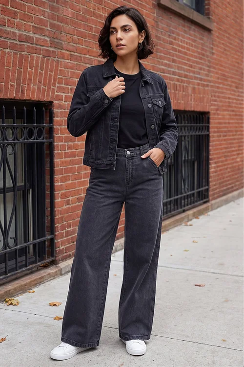 Roman Black Classic Cotton Denim Jacket - 18 Image 2