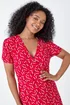 Roman Red Petite Ditsy Wrap Stretch Dress - 16 Image 4