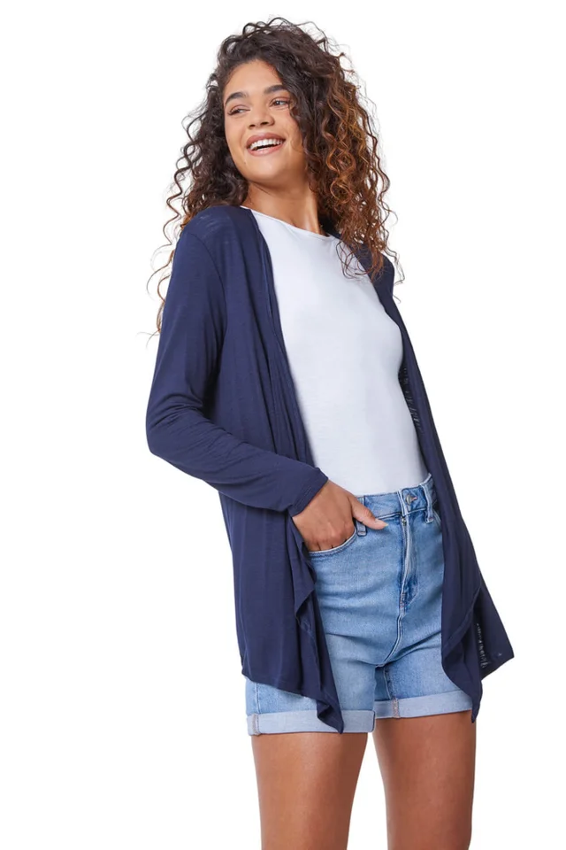Roman Navy Waterfall Front Jersey Cardigan