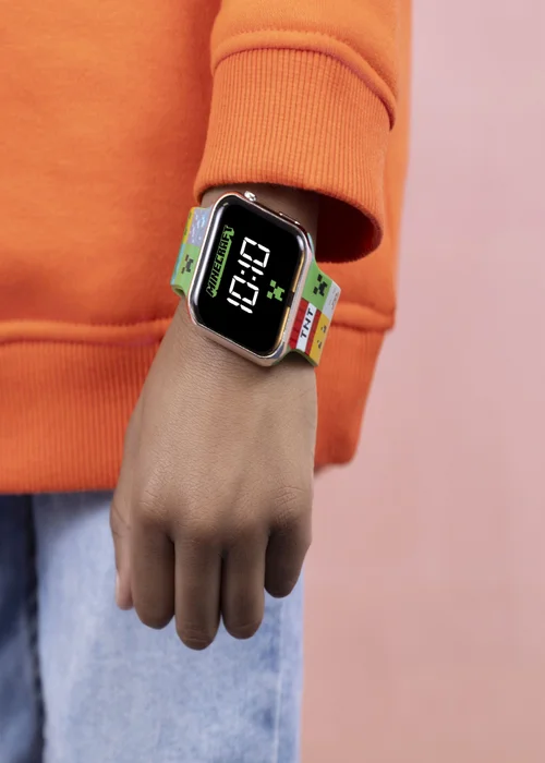 Minecraft Green Printed Strap LED Watch - One Size Image 2