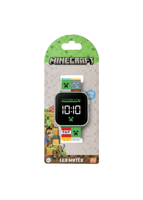 Minecraft Green Printed Strap LED Watch - One Size Image 4