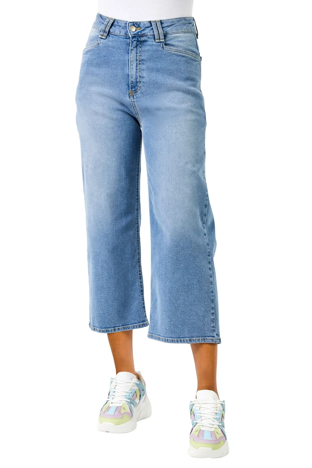 Roman Dusk Blue Denim Stretch Wide Leg Culottes - 16 Image 1