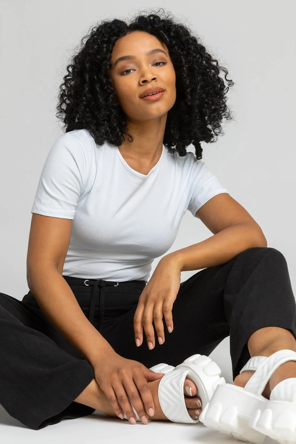 Roman Black Petite Linen Tie Front Trousers - 10 Image 4