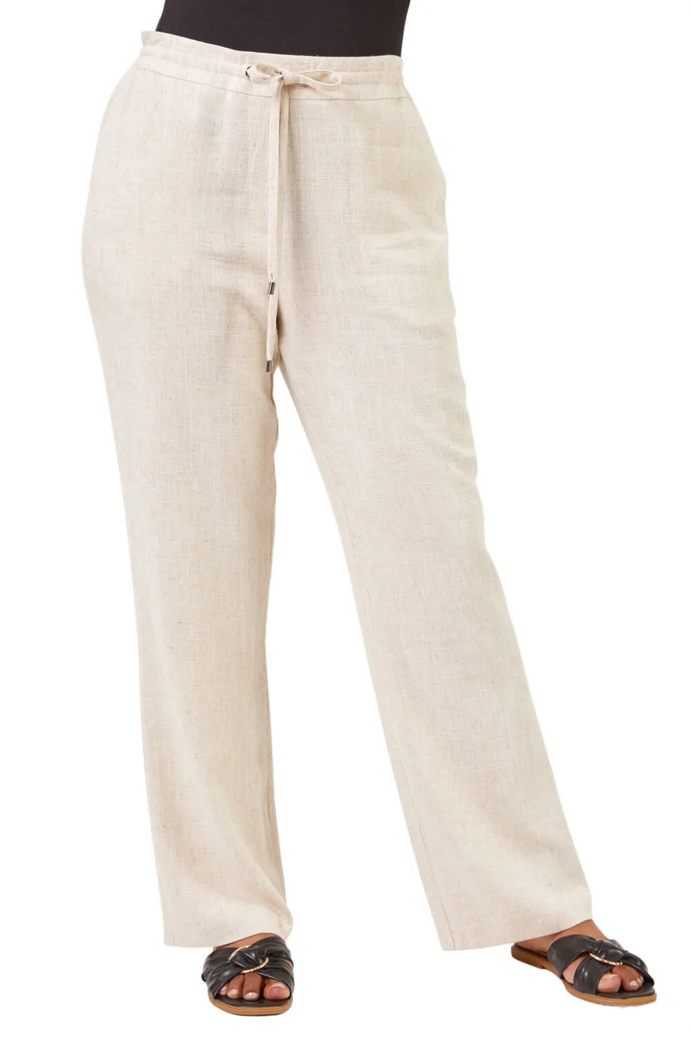 Roman Stone Petite Linen Tie Front Trousers - 8 Image 1
