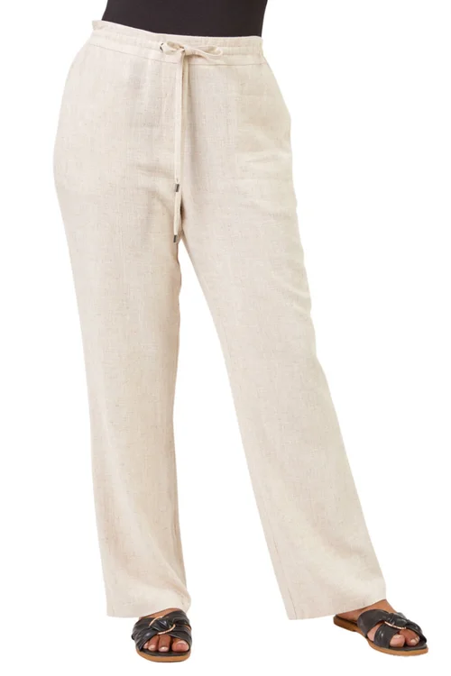 Roman Stone Petite Linen Tie Front Trousers - 8 Image 1