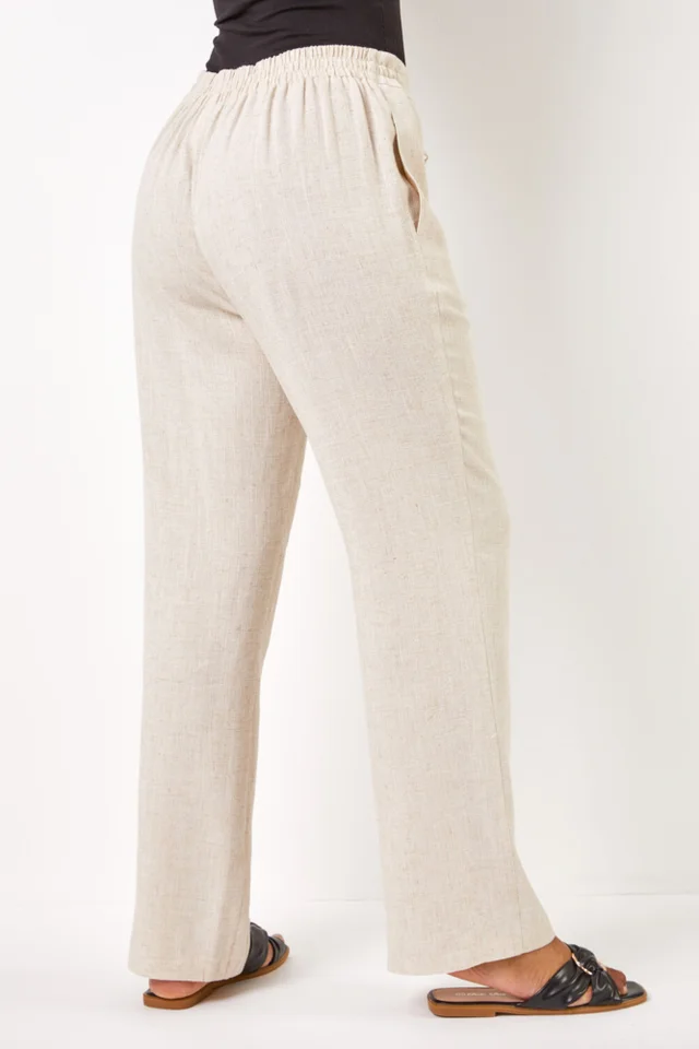 Roman Stone Petite Linen Tie Front Trousers