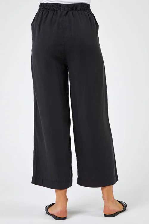 Roman Black Waist Tie Detail Culottes - 16 Image 2