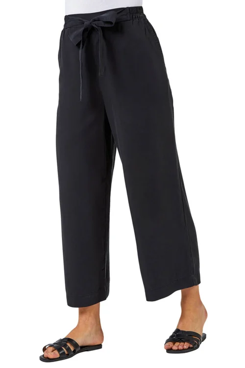 Roman Black Waist Tie Detail Culottes - 16 Image 1