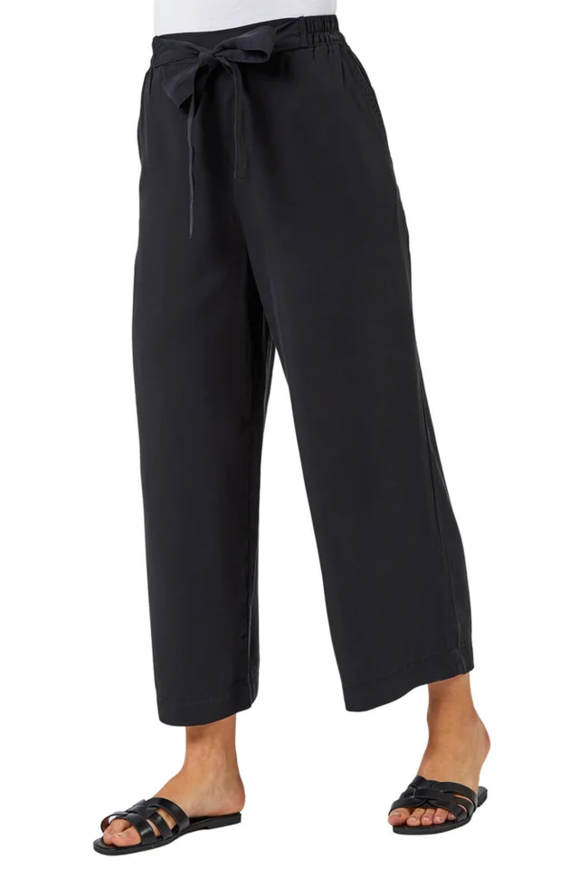 Roman Black Waist Tie Detail Culottes