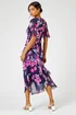 Roman Navy Floral Chiffon Frill Asymmetric Midi Dress - 14 Image 2