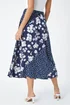 Roman Blue Mixed Floral Spot Print A Line Midi Skirt - Size 10 Image 4