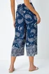 Roman Navy Paisley Print Wide Leg Cropped Trousers - 14 Image 4