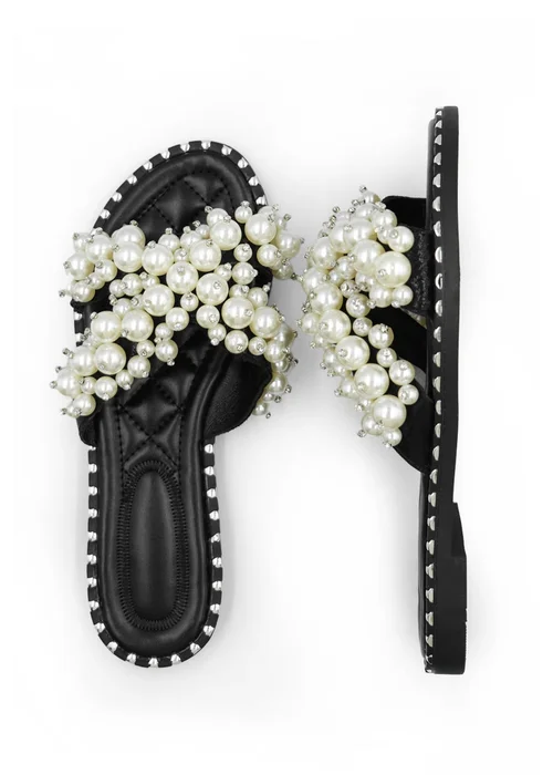 Where's That From Iona Wide Fit Black Pearl Sandals - 3 Image 2