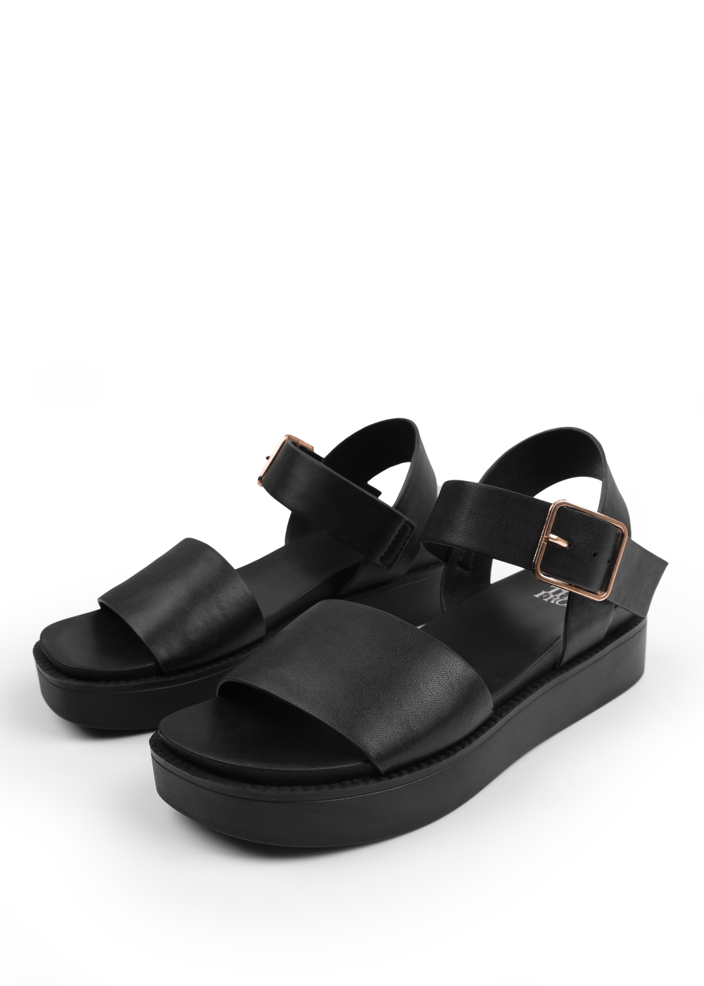 Where's That From Black Phoenix Wide Fit PU Flat Sandals - 4 Image 3