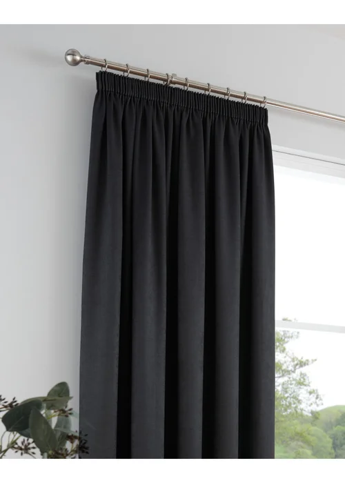 Fusion Galaxy Dimout Black Pencil Pleat Curtains - 66W X 72D (168x183cm) Image 2