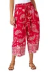 Roman Red Paisley Print Wide Leg Cropped Trousers - 12 Image 2
