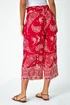 Roman Red Paisley Print Wide Leg Cropped Trousers - 12 Image 4