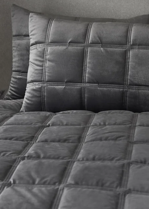 Soiree Slate Brighton Square Velvet Duvet Cover Set - Double Image 3