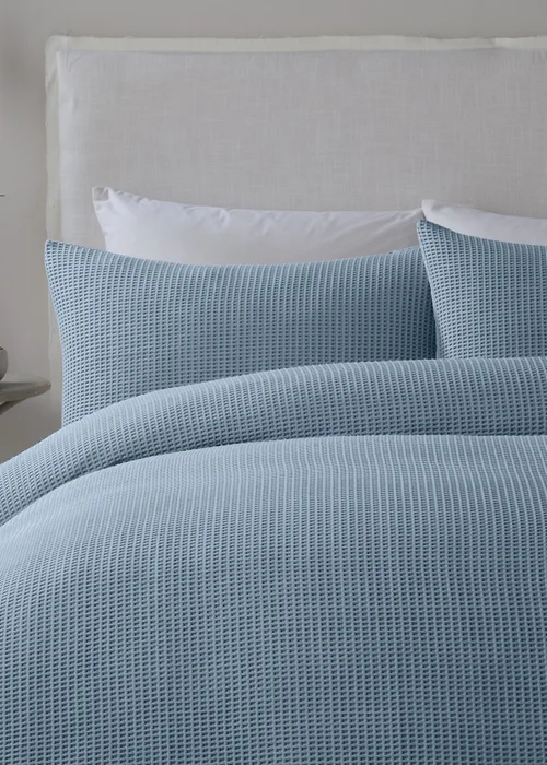 Serene Lindly Waffle Blue Duvet Cover Set - Single Image 2