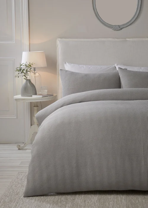 Serene Lindly Waffle Silver Duvet Cover Set - Single Image 1