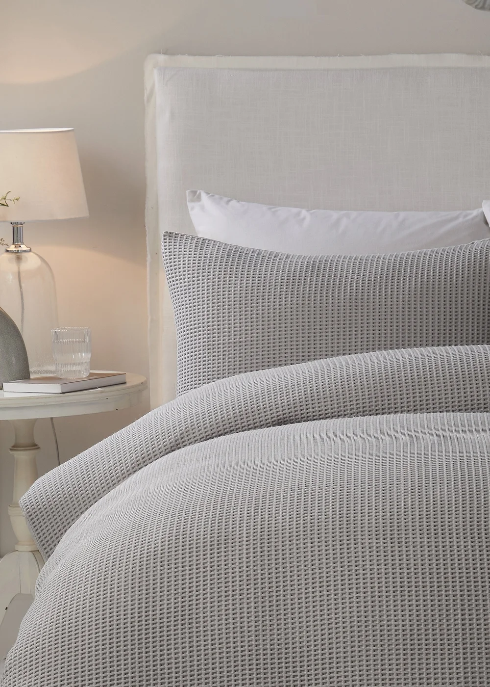 Serene Lindly Waffle Silver Duvet Cover Set - Single Image 2
