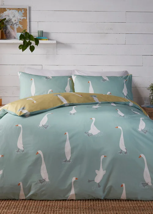 Fusion Puddles The Duck Reversible Yellow Duvet Cover Set - Double Image 5