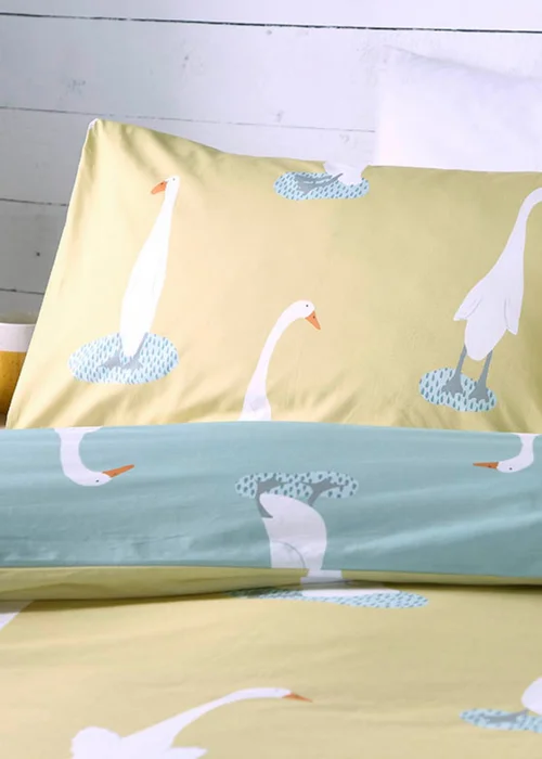 Fusion Puddles The Duck Reversible Yellow Duvet Cover Set - Single Image 3