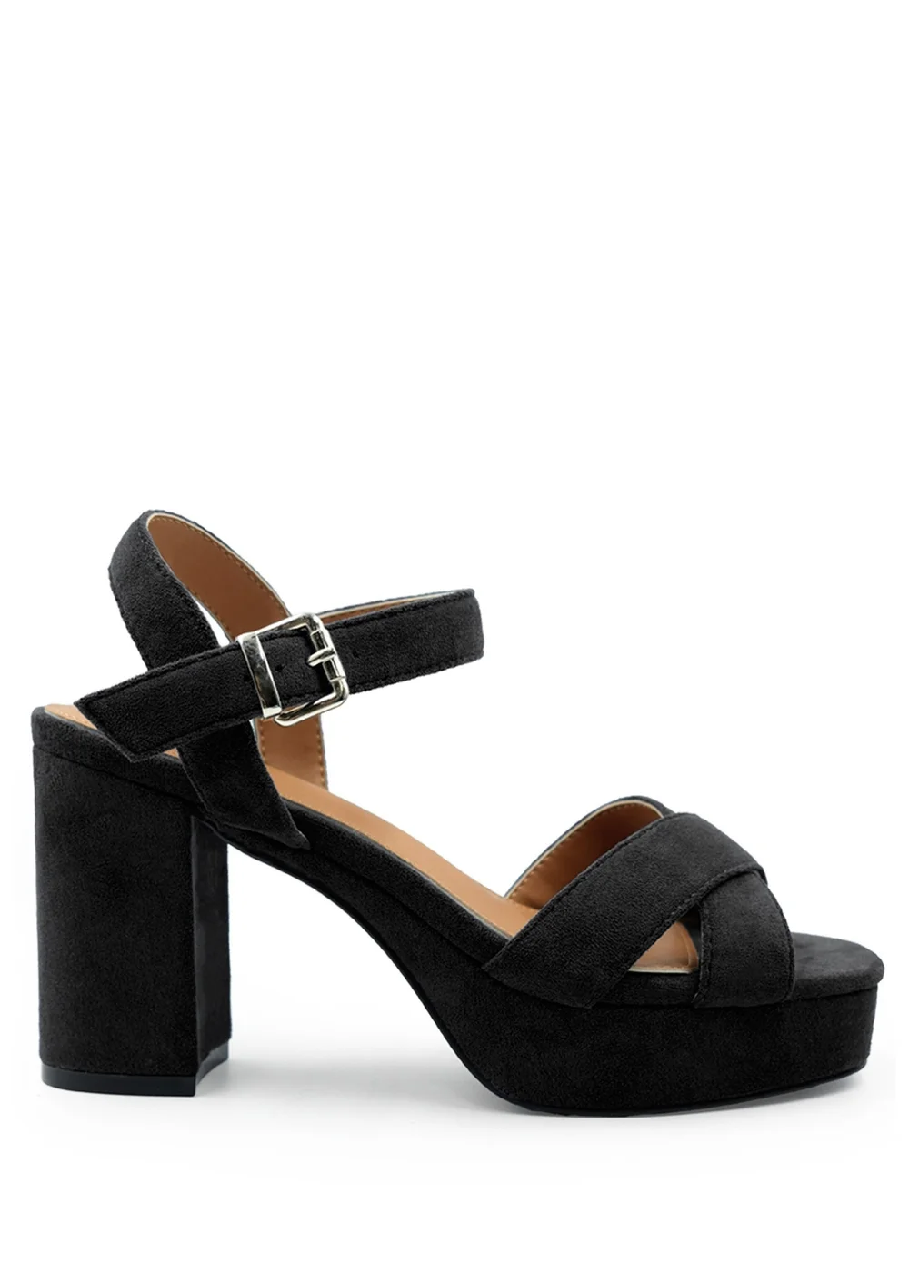 Where's That From Black Marcia Wide Fit Suede Platform Heels - Size 5 Image 1