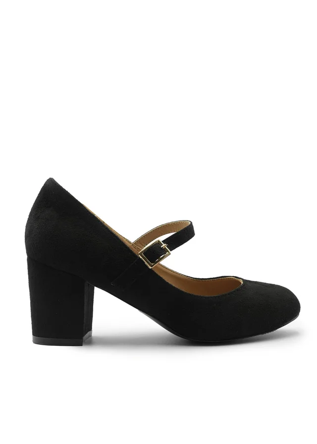 Where's That From Black Suede Araceli Wide Mary Jane Pumps