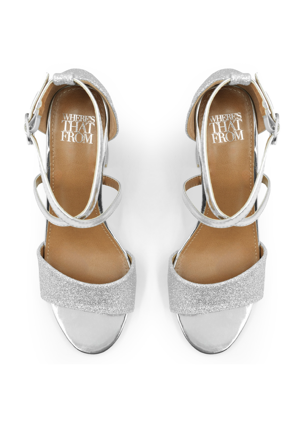 Where's That From Silver Ruth Wide Fit Block Heel Sandals - Size 6 Image 2