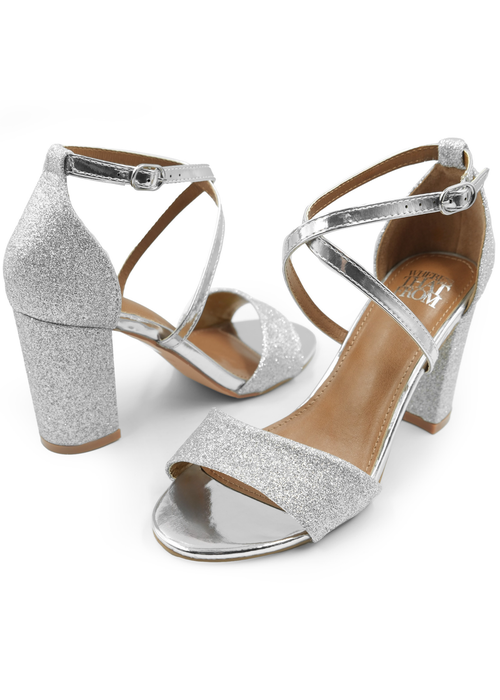 Where's That From Silver Ruth Wide Fit Block Heel Sandals - Size 6 Image 1