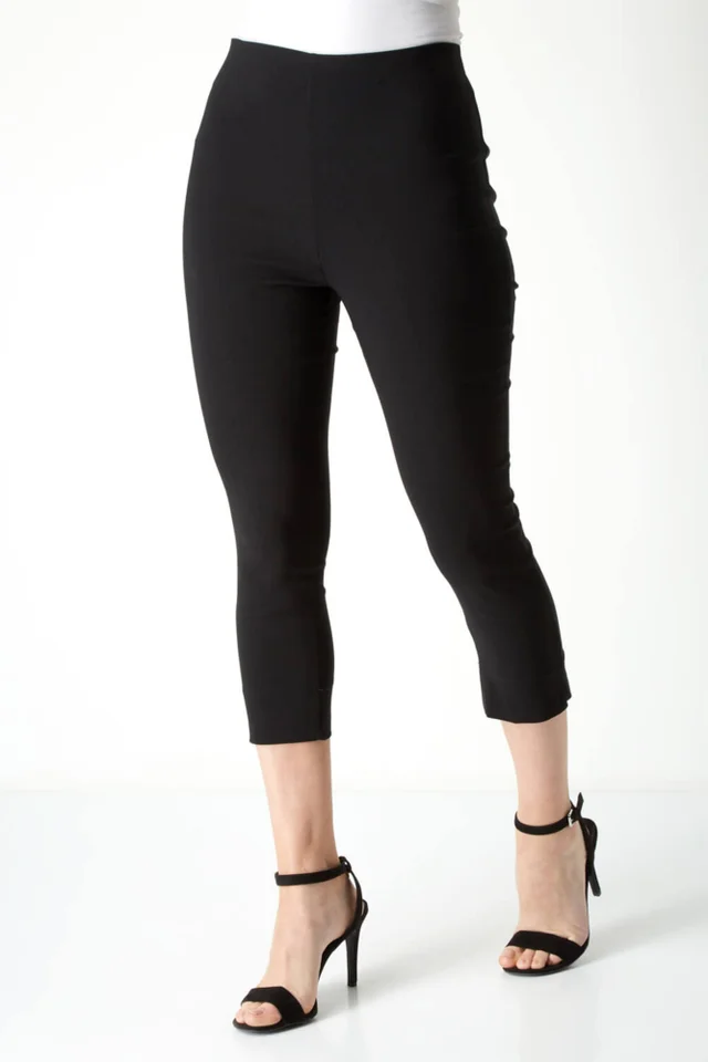 Roman Black Petite Cropped Stretch Trouser