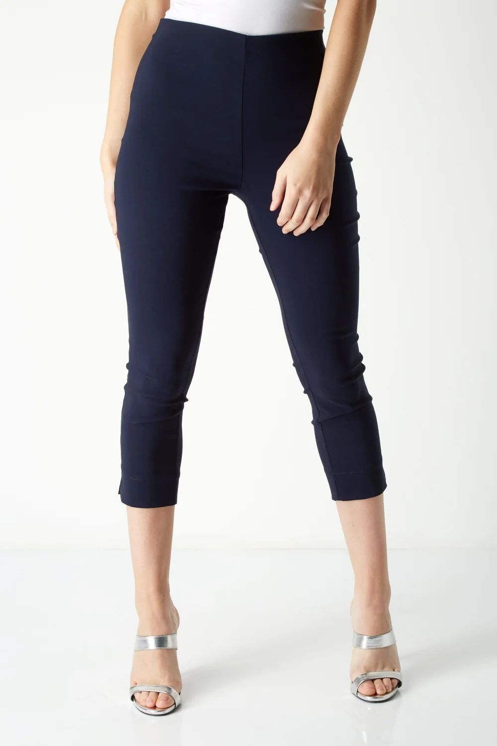 Roman Navy Blue Petite Cropped Stretch Trousers - 16 Image 1