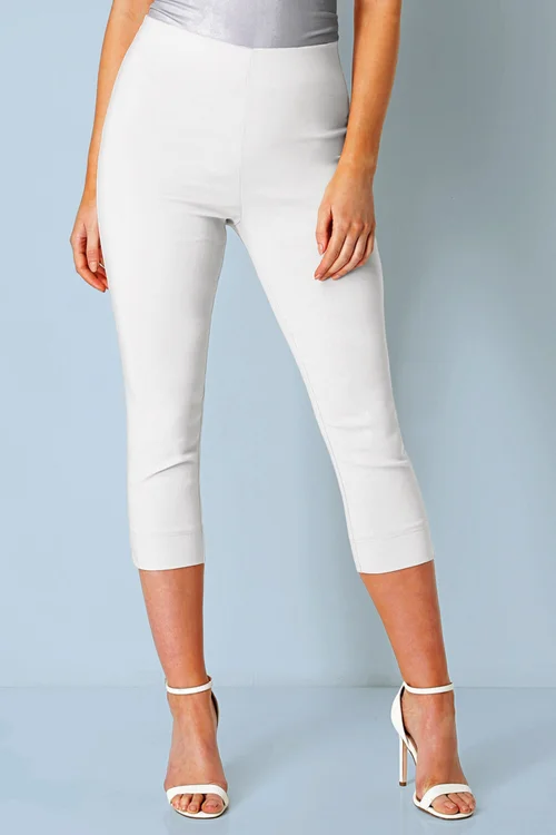 Roman White Petite Cropped Stretch Trousers - 12 Image 1