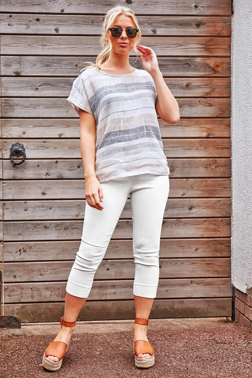 Roman White Petite Cropped Stretch Trousers - 12 Image 4