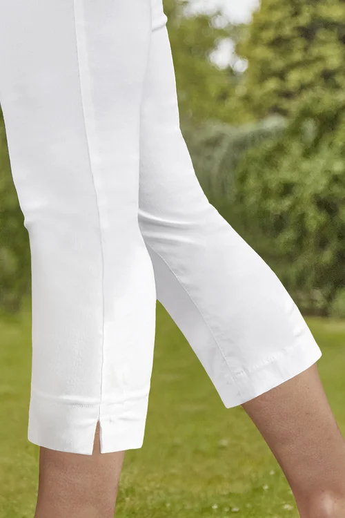 Roman White Petite Cropped Stretch Trousers - 12 Image 3