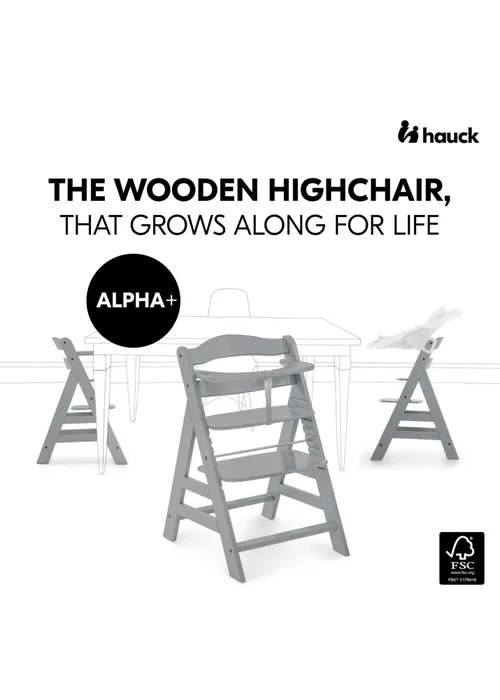 Hauck Grey Alpha+ Wooden Highchair - No Size Image 2