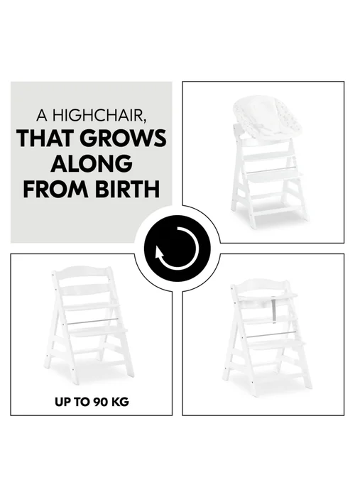 Hauck White Alpha+ Wooden Highchair - One Size Image 5