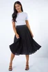 Roman Black Petite Pleated Elastic Waist Midi Skirt - Size 8 Image 3