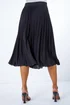 Roman Black Petite Pleated Elastic Waist Midi Skirt - Size 8 Image 2