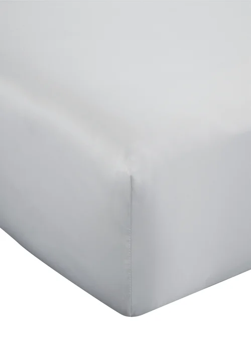 Catherine Lansfield Silky Soft Satin Fitted Sheet Silver - Fitted Single Image 3